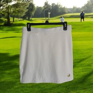 Peter Millar white skort with Masters Logo